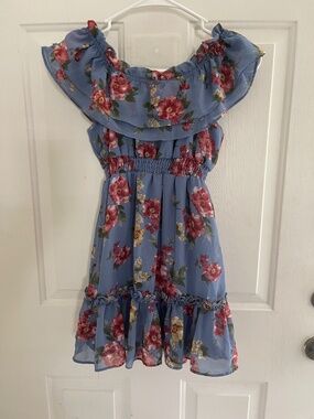 Poppies and Roses Floral Ruffle Dress Girls Size M